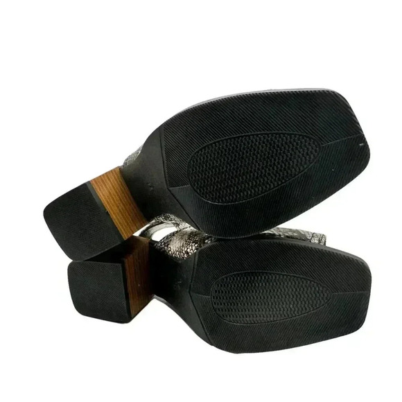 Vince Camuto Sovetta Leather Open Toe Block Heels Snake Embossed Size M 6/6.5 - Picture 11 of 11
